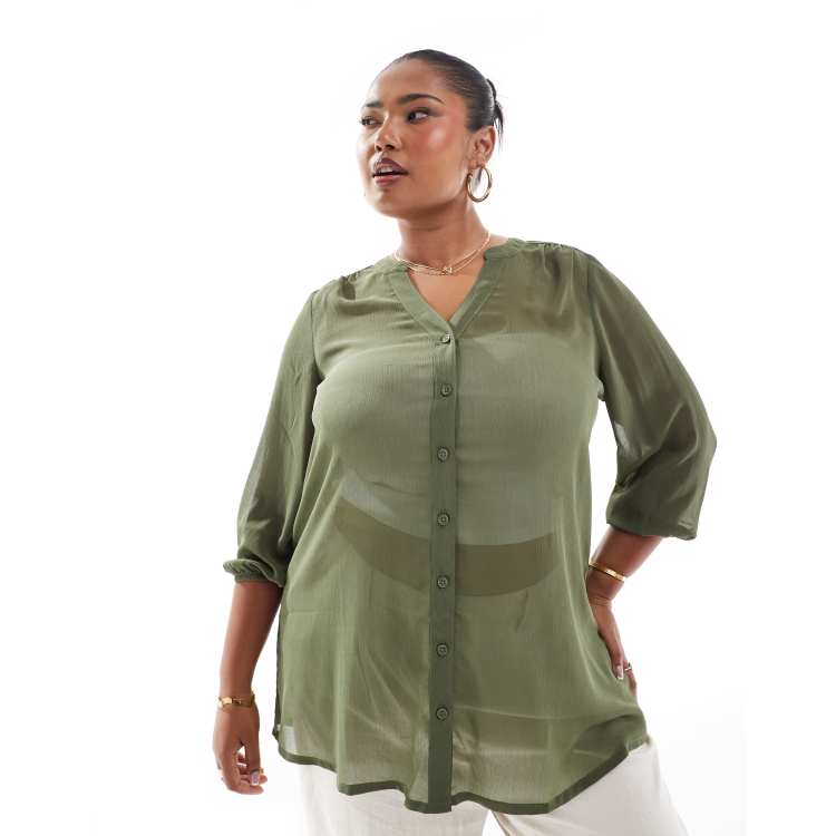 SHEER CHECK TUCK WAIST BLOUSE　CLANE SHEER CHECK TUCK WAIST BLOUSE(1 IVORY): CLANE: WOMENS