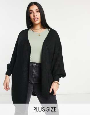 Yours Oversized Balloon Sleeve Cardigan In Black