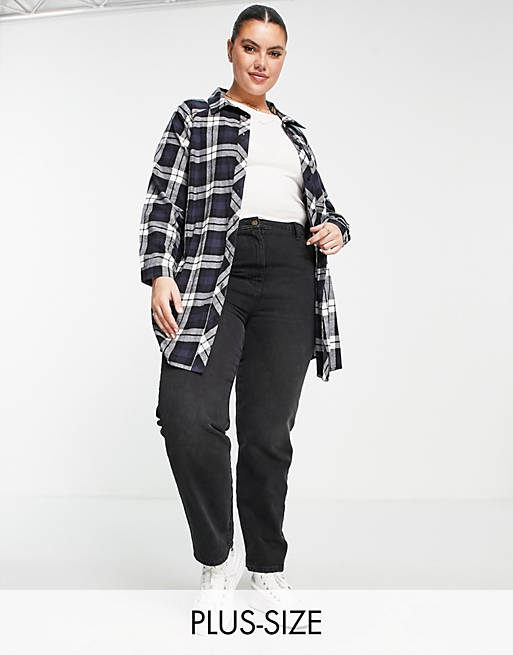  Shirts & Blouses/Yours oversized boyfriend shirt in navy check 