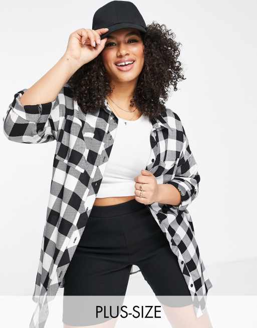 Yours oversized check shirt in black