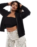 [Yours] Yours oversized jersey bomber jacket in black-Grey 26-28 BLACK