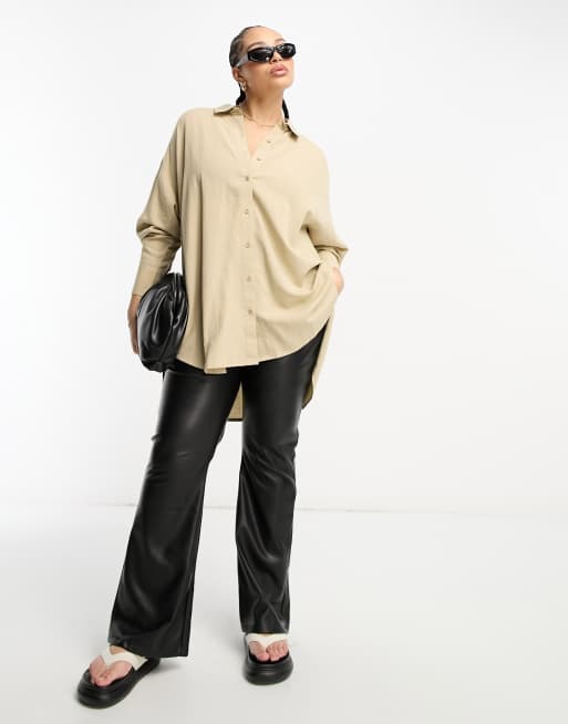 Yours oversized linen look shirt in stone