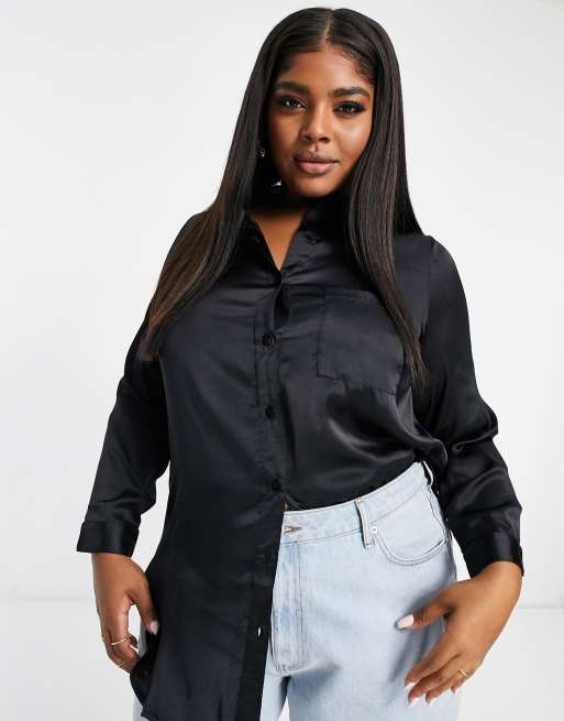 Oversized satin cheap button down shirt