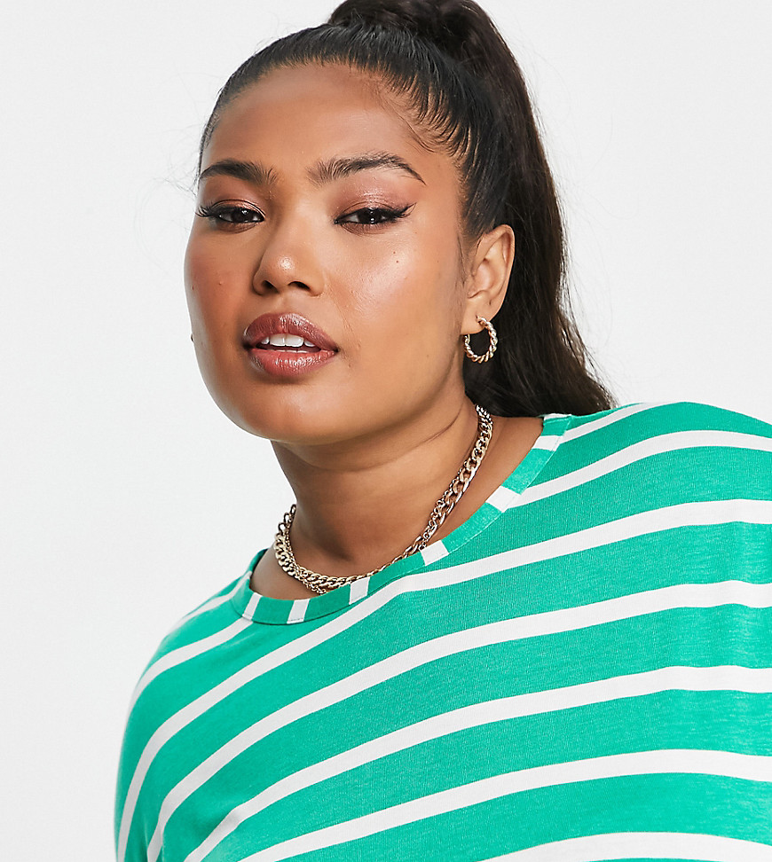Yours Oversized Stripe T-shirt In Green