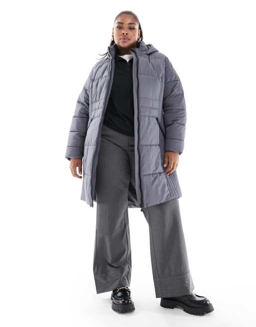 Yours padded jacket with seam detail in gray