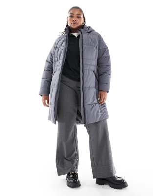 Yours Yours padded jacket with seam detail in grey
