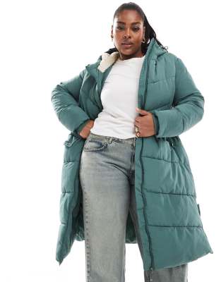 YOURS PADDED MIDI JACKET WITH TEDDY LINING 