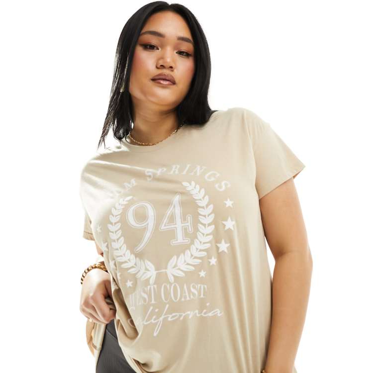 Yours palm springs T-shirt in beige | ASOS