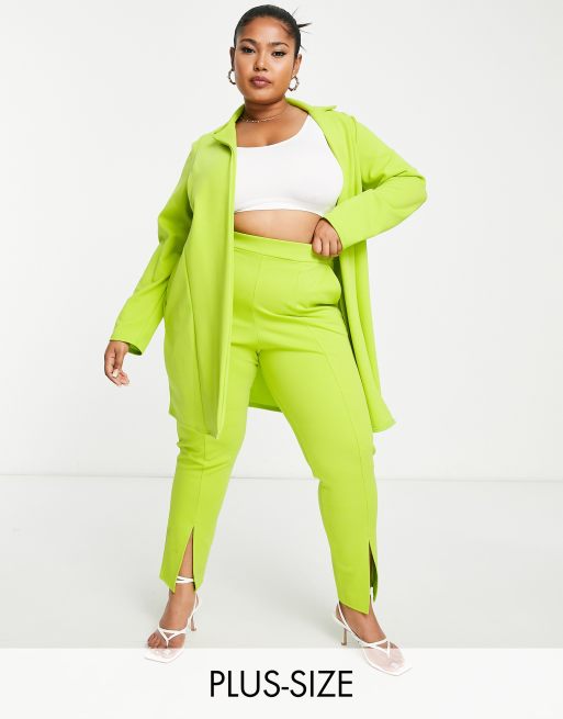 Yours - Pantalon ajusté à ourlet fendu - Vert