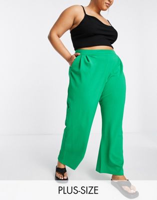 Yours wide leg trouser in green - ASOS Price Checker