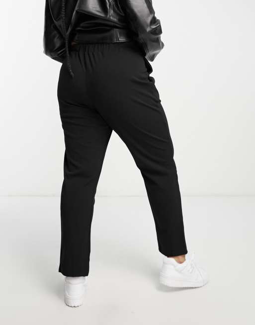 Yours Pantalon droit avec ourlet fendu Noir ASOS