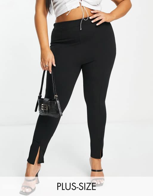 Yours - Pantalon fendu sur le devant en néoprène - Noir