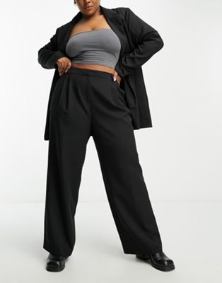 Yours tailored wide leg trousers in black - ASOS Price Checker