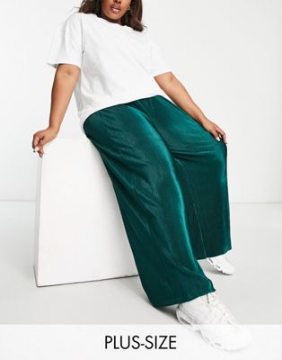 Yours - Pantalon large plissé - Vert foncé | ASOS