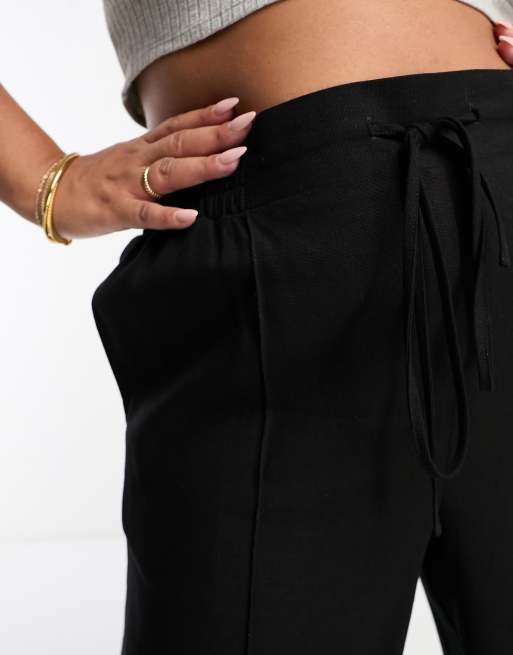 Yours - Pantaloni culotte neri a fondo ampio effetto lino, 2 di 4