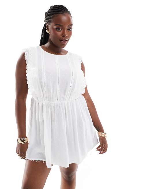 Yours - Peplum overhemd van kreukelstof in wit