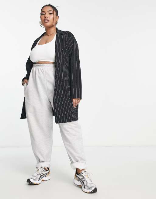 Plus size best sale striped suit