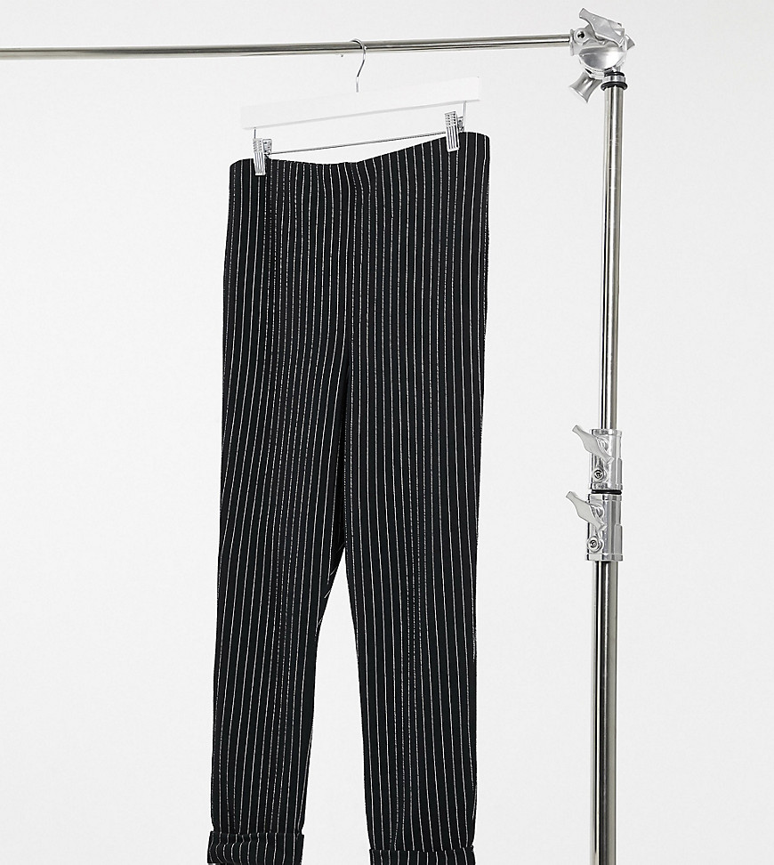 Yours pinstripe tapered pants in black
