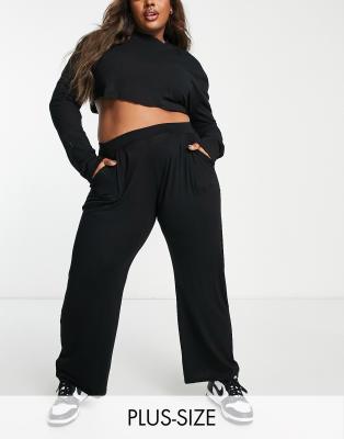 Yours pleated wide leg tailored pants in black