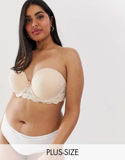 Yours Plus Size Multiway Strapless Bra In Beige Asos