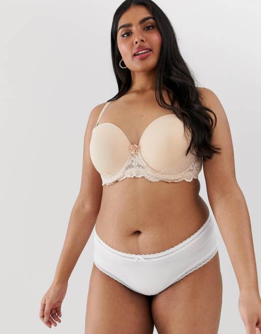 Yours Plus Size Multiway Strapless Bra In Beige Asos