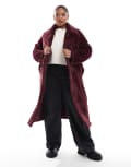 [Yours] Yours plush faux fur maxi coat in berry-Red 22-24 Berry