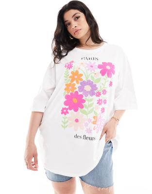 printed floral t-shirt in white