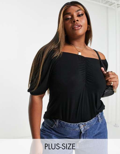 Black plus size store bardot top