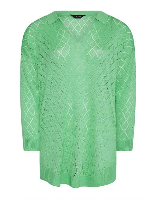 Yours - Pull avec col - Vert