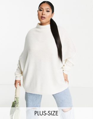Femme Yours - Pull col roulé oversize - Blanc
