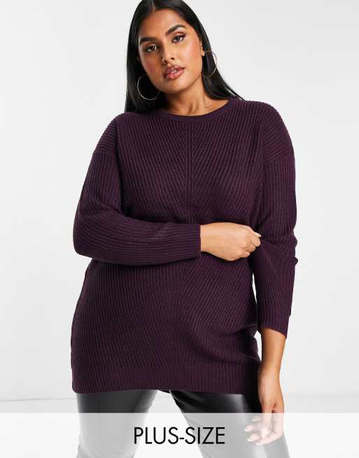 Yours – Pullover mit Rundhalsausschnitt in Burgunderrot