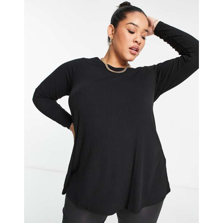 Long-Sleeve Luxe Mock-Neck Swing T-Shirt for Women