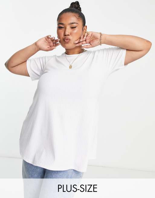 YOURS Curve Plus Size White Ribbed Swing Cami Top