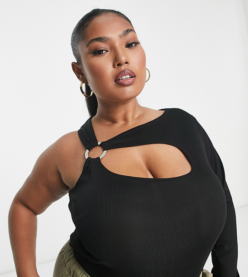Yours ring detail cut out bodysuit in black