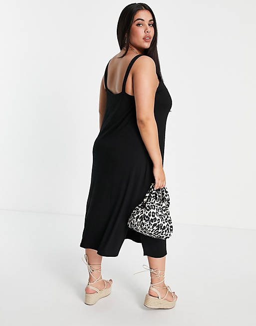  Yours ring detail midi dress in black 