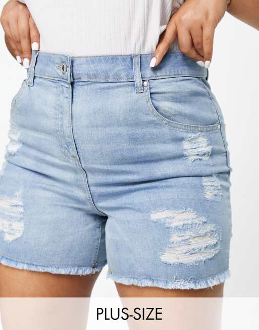 Plus size ripped jean shorts on sale