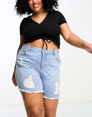 Onlblush Raw Denim Shorts Ligth Blue Denim