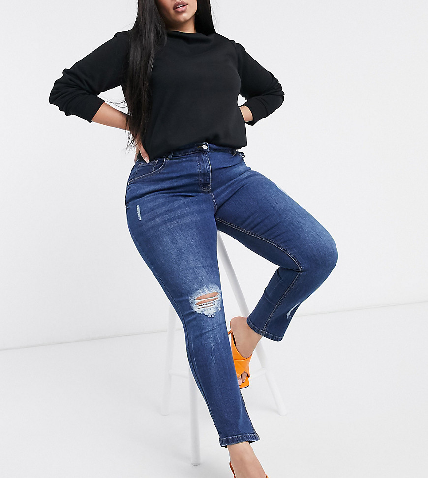 Yours ripped knee mom jeans in mid auth blue
