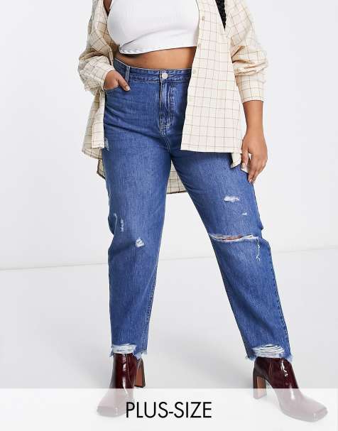 Plus Elasticated Paperbag Waist Mom Jeans