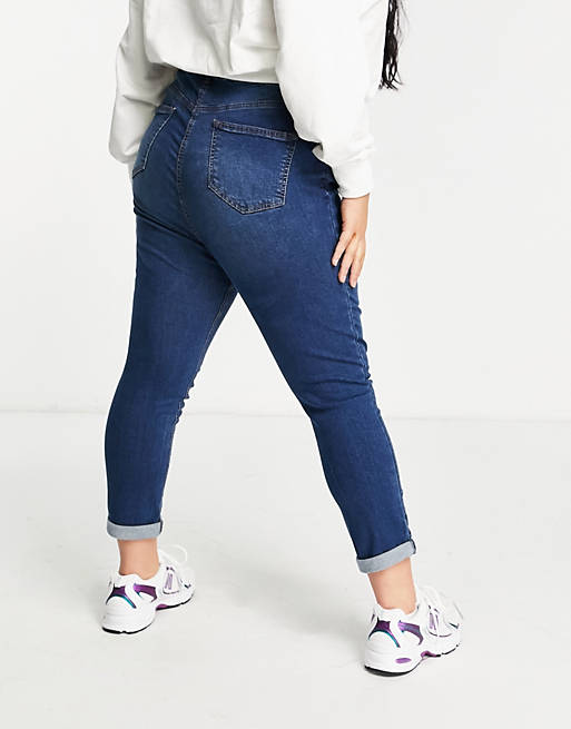 Jeans Yours ripped mom jeans in dark blue wash 
