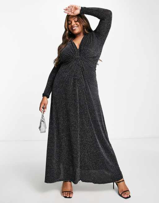Yours - Robe longue nouée à l'avant - Noir pailleté, 3 de 4