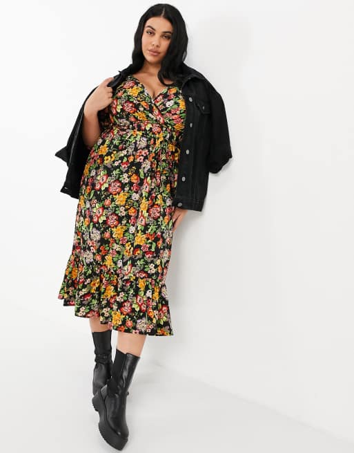 Yours - Robe portefeuille mi-longue à imprimé fleuri, 4 de 4