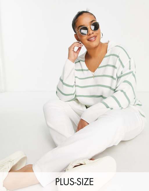 Yours rugby jumper in green stripe