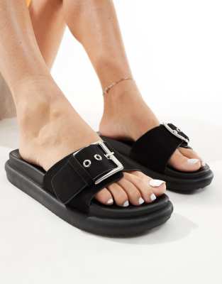 Yours - Sandalen in Schwarz mit Schnalle