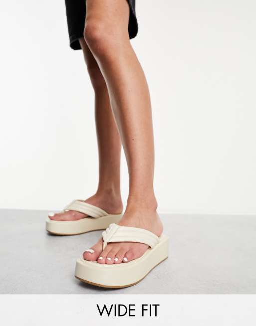Yours - Sandalen met plateauzool en brede pasvorm in wit