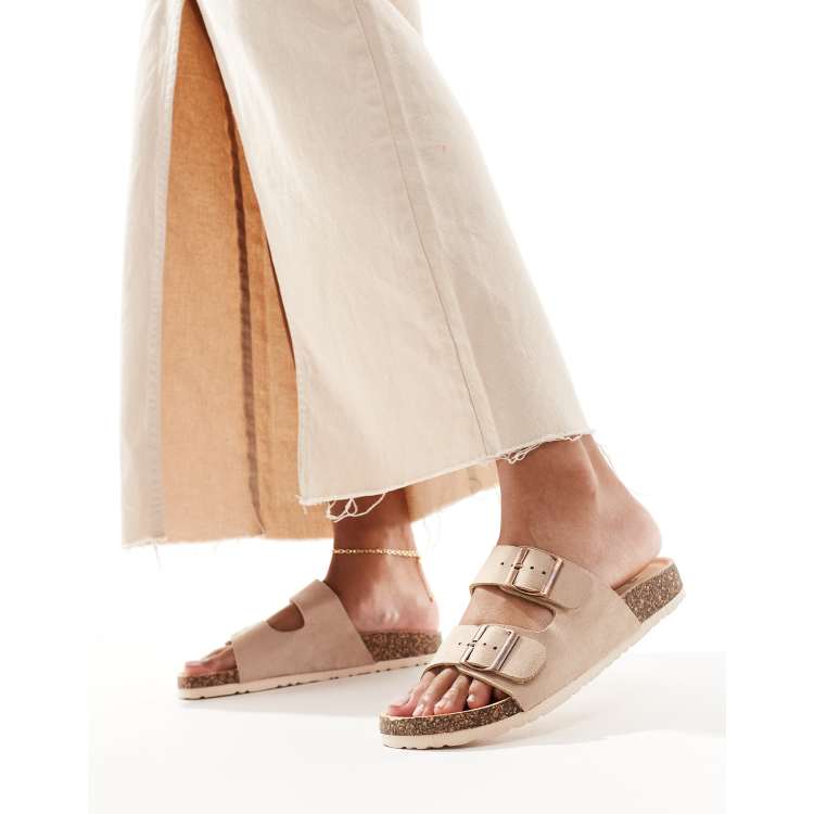 Yours Sandali con doppia fascetta colore neutro ASOS