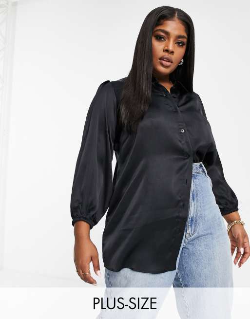 Yours satin blouse in black | ASOS