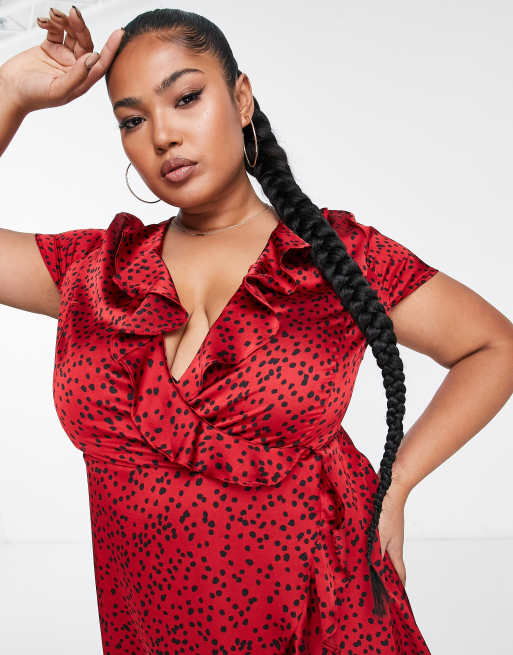 Red animal cheap print shirt dress