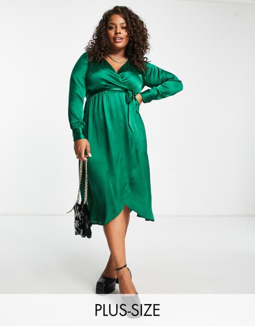 Khaki green wrap outlet dress