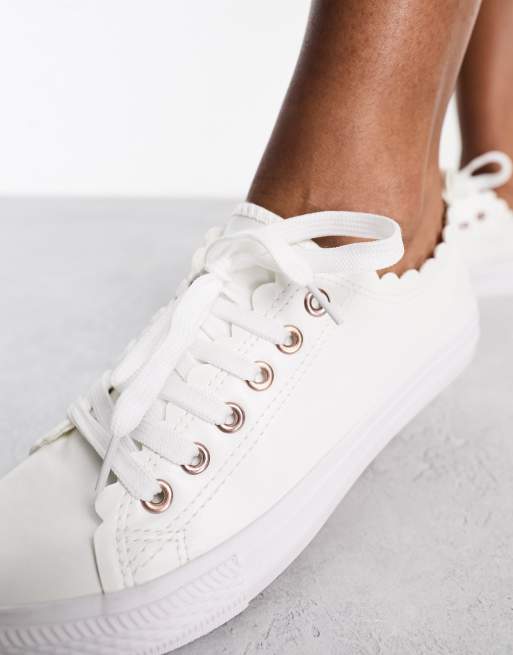 White leather converse outlet scalloped edge